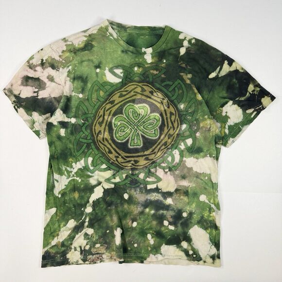 Vintage 90s Streetwear Mens Faded‎ Gaelic Knot Shamrock Acid Wash T-Shirt Size M - Picture 1 of 7